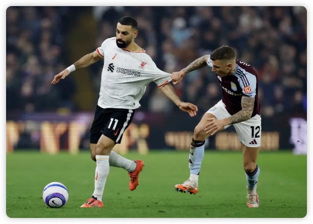 薩拉赫傳射建功阿諾德破門 利物浦2-2維拉8分領跑